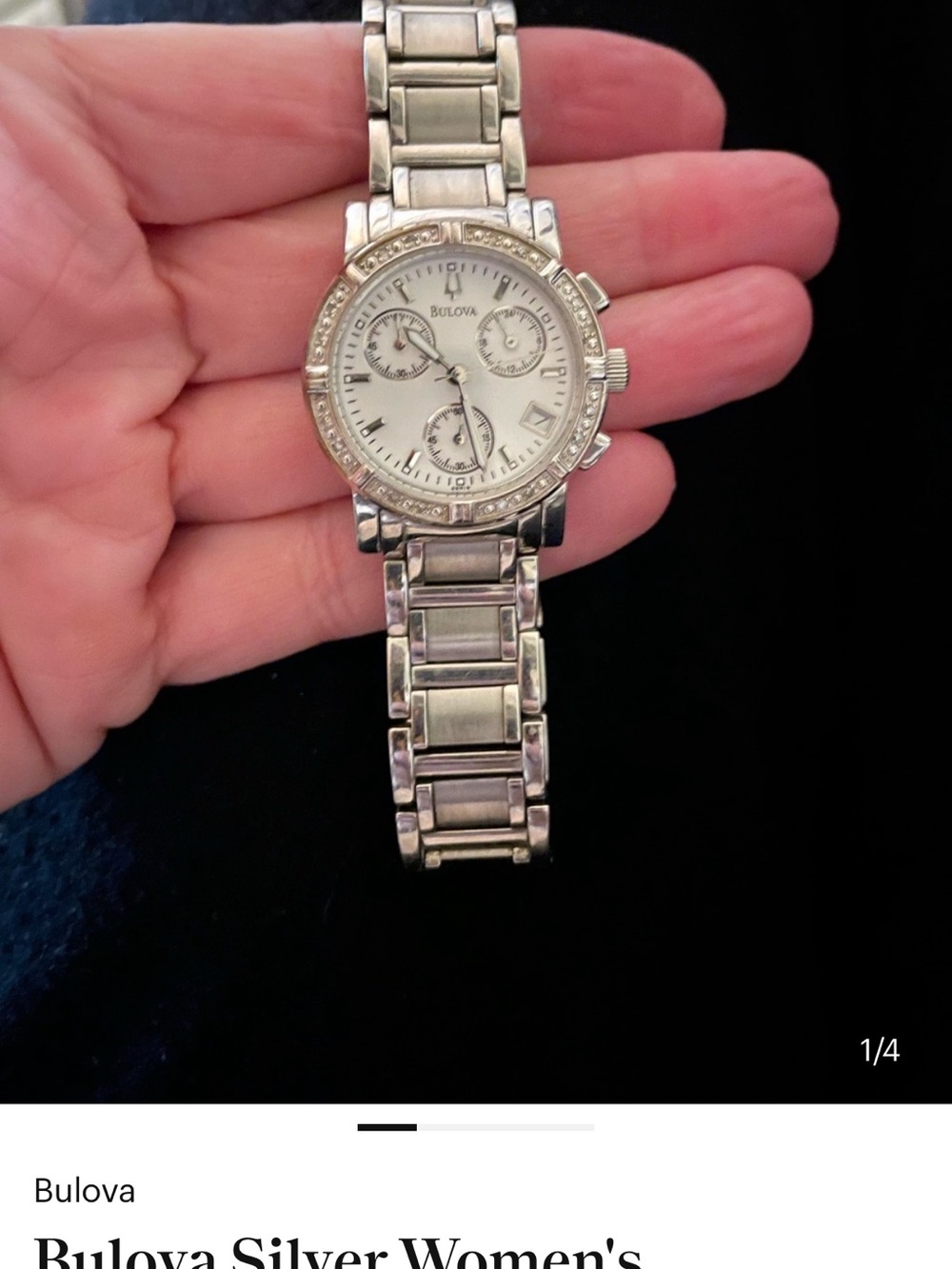 Bulova Silver Women's Bracelet Chronograph Watch with Crystal Accents